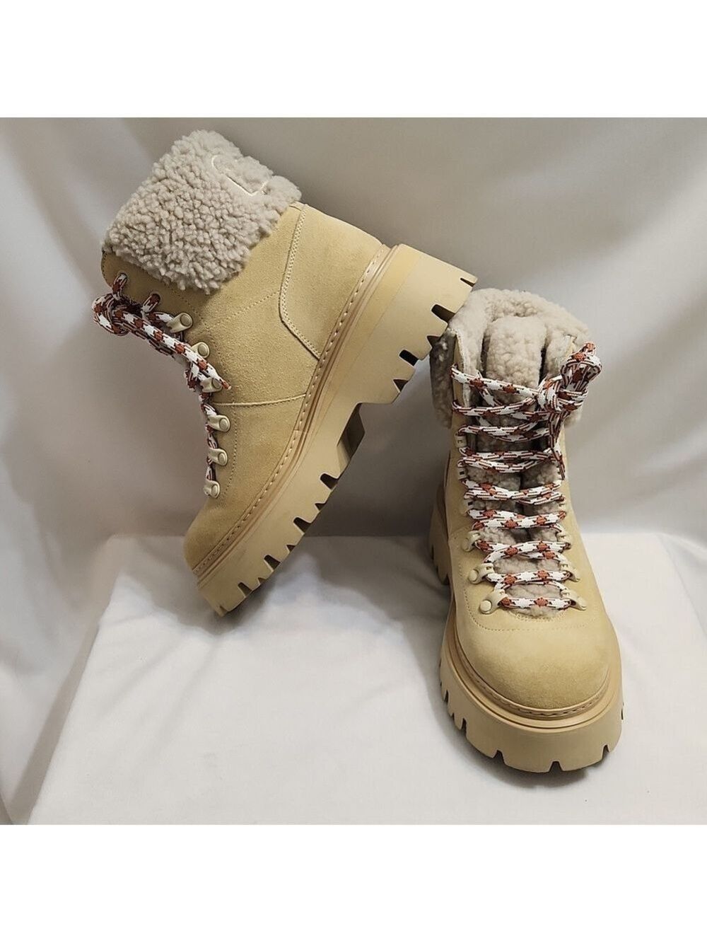 Woolrich Suede Sheepskin Calf Leather Chunky Lug Sole Hiking Boots (W Size 7) - Picture 7 of 12